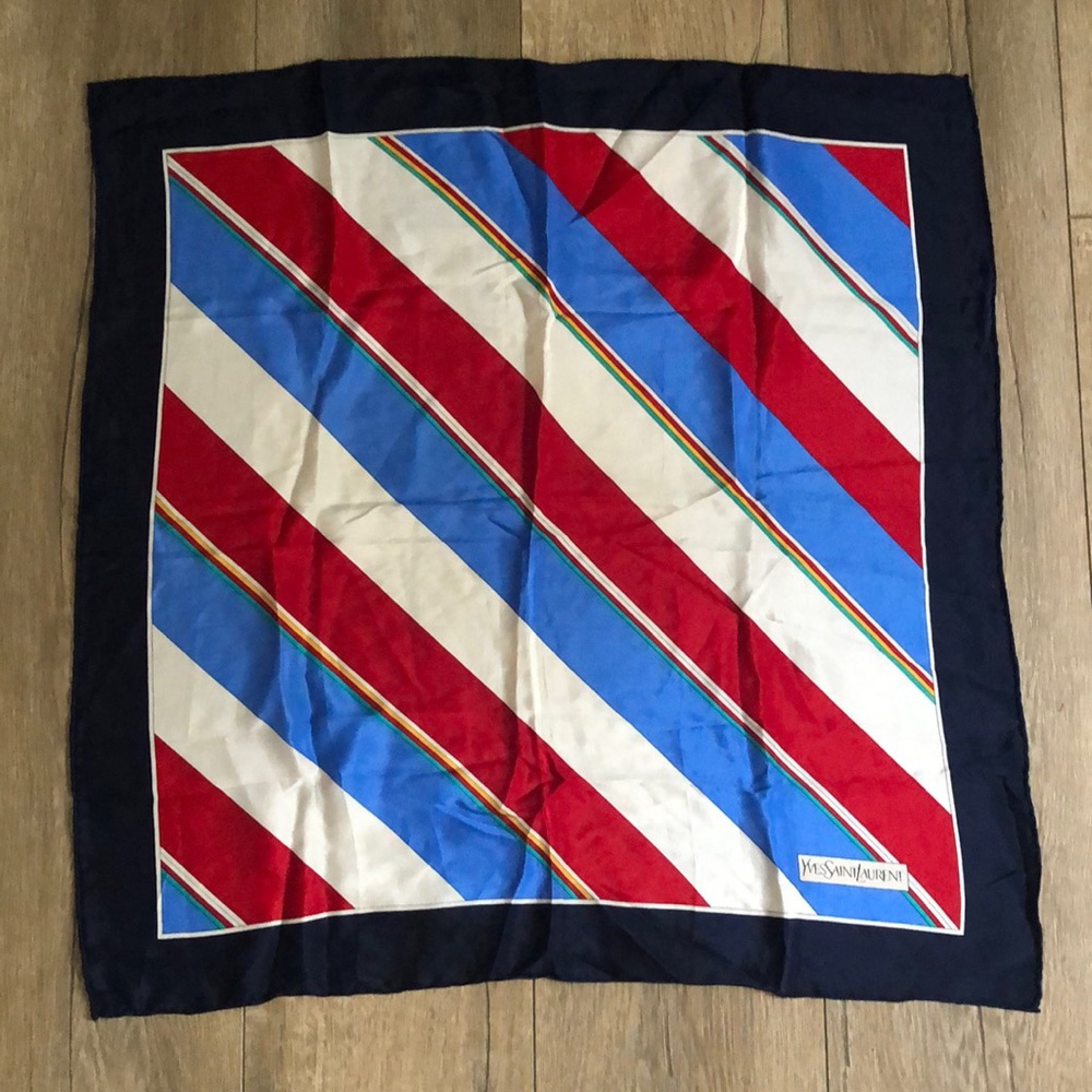 Yves Saint Laurent Printed Silk Scarf 22.5x22.5 in